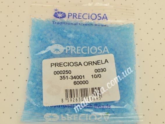 Чеський бісер рубка Preciosa 60000 №10, 351-34001 напівпрозорий Матовий бірюзовий 50 г