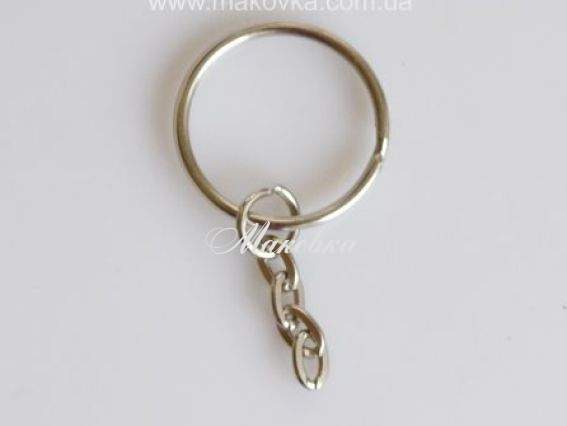 Заготовка брелка для ключів Кільце з ланцюжком, залізо, 1 шт