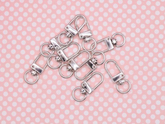 Заготовка брелока для ключей, застежка Карабин цвет Платина 34*12мм, 1 шт 