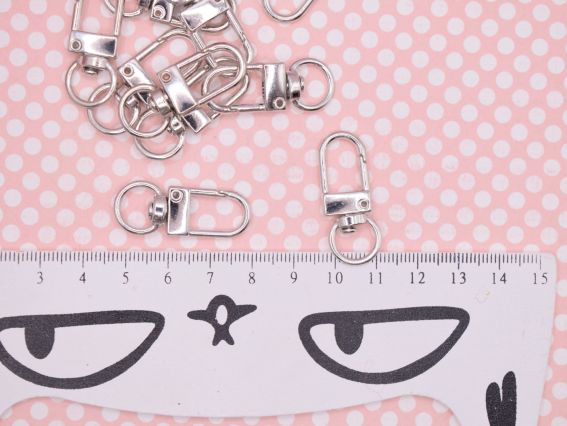 Заготовка брелока для ключей, застежка Карабин цвет Платина 34*12мм, 1 шт 