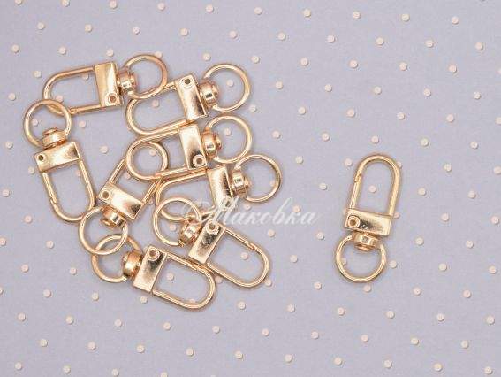 Карабін застібка для брелока Золото світле, довгастий 34*12мм, 1 шт 