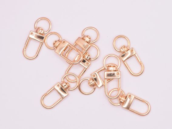 Заготовка брелока для ключів, застібка Карабін колір Світле золото 34*12мм, 1 шт 