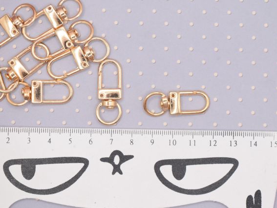Заготовка брелока для ключів, застібка Карабін колір Світле золото 34*12мм, 1 шт 