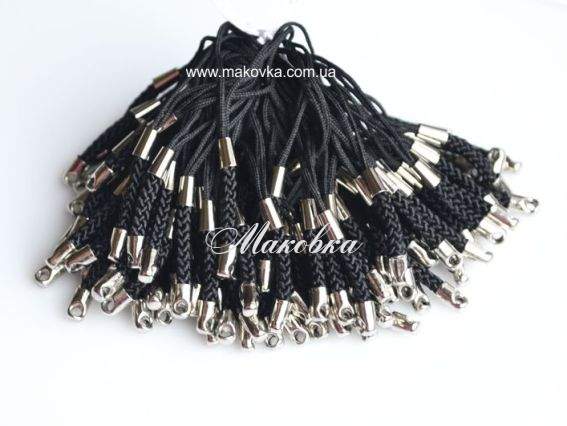 Толстый шнур для брелка на мобильный телефон, черный, 100 шт. Толстый шнур для брелка на мобильный телефон, черный, 100 шт.