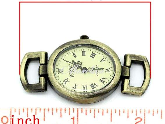 Наручные часы без ремешка, овальные 5x2.7 см, античная бронза Наручные часы без ремешка, овальные 5x2.7 см, античная бронза