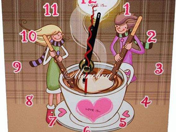 Часы подарочные Кофе на двоих, 15х15 см, ТМ Гуливер Часы подарочные Кофе на двоих, 15х15 см, ТМ Гуливер