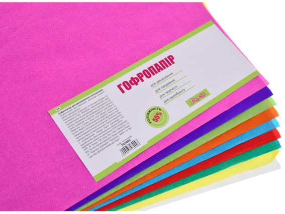 Гофропапір набір 703909, 10 аркушів, 10 кольорів, А3, 55% розтяжність, 1 вересня