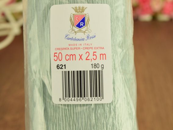 Гофробумага 621 холодная мята (креп-бумага) , размер 50см x 2,5м , плотность 180гр Италия