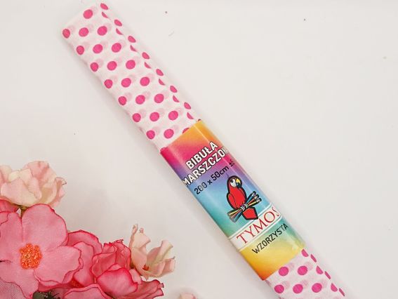 Гофропапір TYMOS білий в Малиновий горох Гофропапір TYMOS білий в Малиновий горох