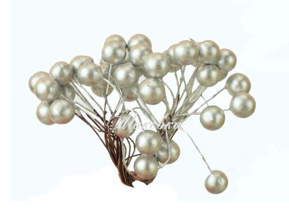 Ягоди калина FL201-14 Срібні -14, круглі, 12 мм Ягоди калина FL201-14 Срібні -14, круглі, 12 мм