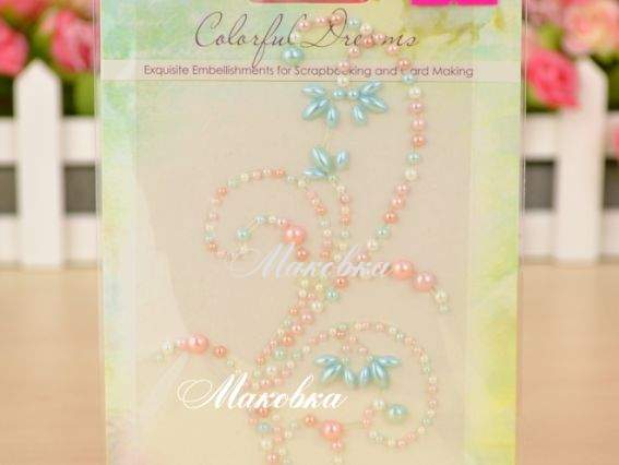 Візерунок із клейових напівнамистин Завитки Кольорові сни-3, Scrap Berrys SCB250001073 Візерунок із клейових напівнамистин Завитки Кольорові сни-3, Scrap Berrys SCB250001073