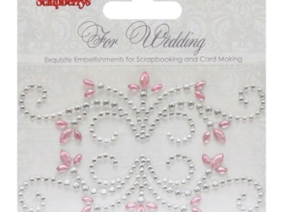 Узор из клеевых полубусин Завитки Свадьба-1, Scrap Berrys SCB250001078 Узор из клеевых полубусин Завитки Свадьба-1, Scrap Berrys SCB250001078