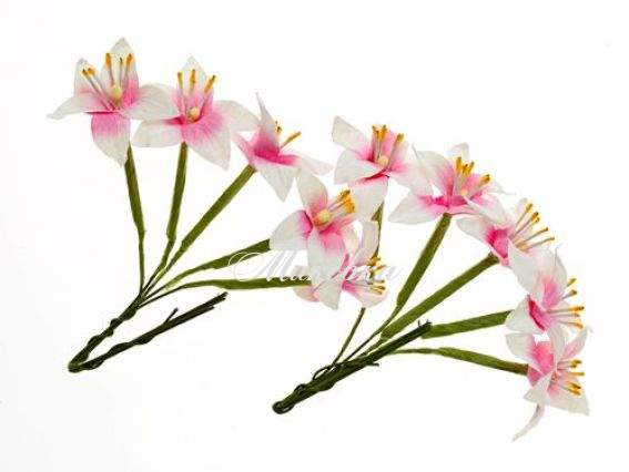 Набор Лилий на стебле, 10 шт бело-розовые, ScrapBerrys SCB290403 Набор Лилий на стебле, 10 шт бело-розовые, ScrapBerrys SCB290403