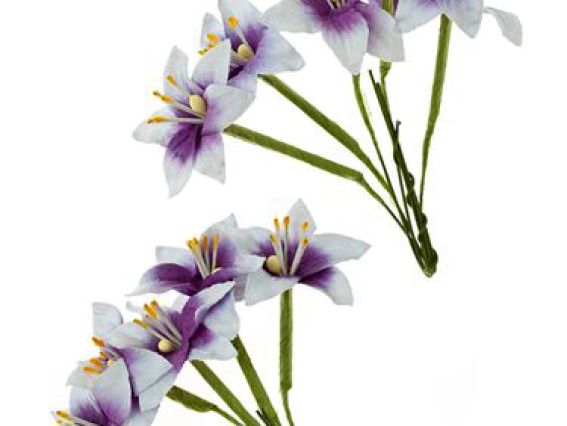 Набор Лилий на стебле, 10 шт бело-фиолетовые, ScrapBerrys SCB290404 Набор Лилий на стебле, 10 шт бело-фиолетовые, ScrapBerrys SCB290404