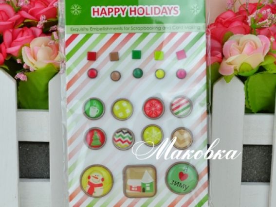 Набор декоративных брадсов Зимние Каникулы, 21 шт Scrap Berrys SCB3409112 Набор декоративных брадсов Зимние Каникулы, 21 шт Scrap Berrys SCB3409112