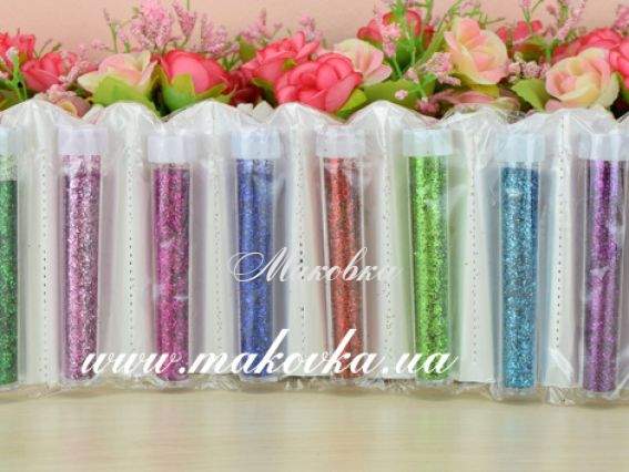 Набор глитера разных цветов 12 ампул, декор блестки 12019-2 Набор глитера разных цветов 12 ампул, декор блестки 12019-2