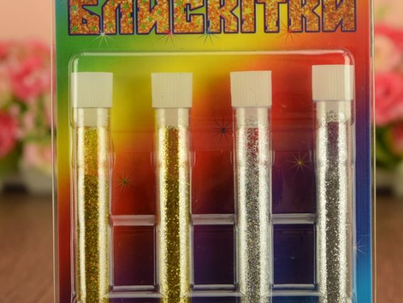 Декор Блестки (глитер-пудра) 4 ампулы по 2г , золото и серебро, А-970  №1, ТМ Атлас Декор Блестки (глитер-пудра) 4 ампулы по 2г , золото и серебро, А-970  №1, ТМ Атлас