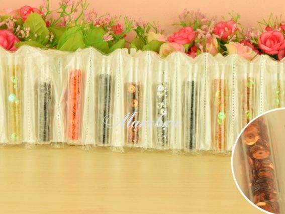 Декор Блестки Пайетки, ассорти 12 ампул YWX-6-12 Декор Блестки Пайетки, ассорти 12 ампул YWX-6-12