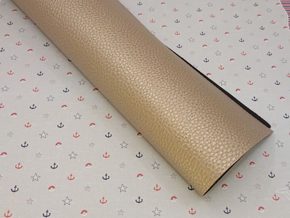 Искусственная кожа для рукоделия, среднезернистая, А4 цвет Оливковый Золотой металлик, 1 шт