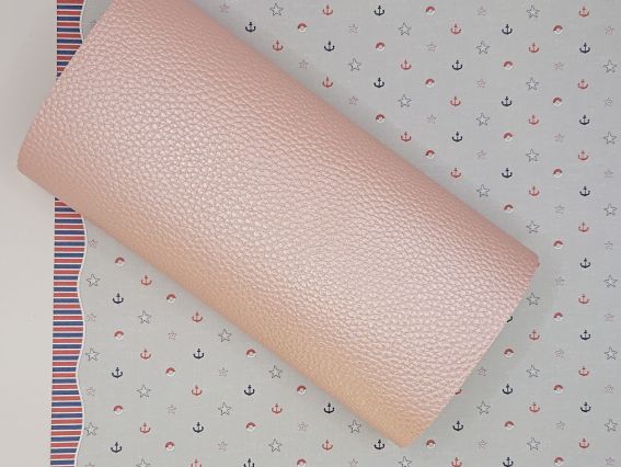 Искусственная кожа для рукоделия, среднезернистая, А4 цвет Персиково-Розовый металлик, 1 шт
