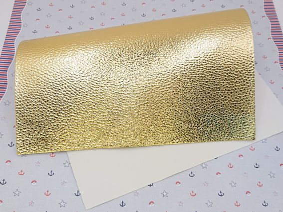 Искусственная кожа для рукоделия, среднезернистая, А4 цвет глянцевый металлик Желтое Золото, 1 шт