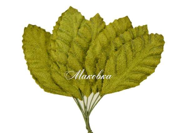 Набор Листиков на ножке, велюр Зеленые 5,5 см, 10 шт Набор Листиков на ножке, велюр Зеленые 5,5 см, 10 шт