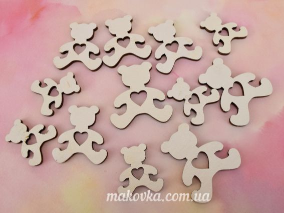 Набор Мишки с сердечком, микс, 12 шт в уп., белые Набор Мишки с сердечком, микс, 12 шт в уп., белые