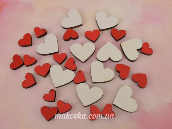 Набор Сердечки микс белые и красные (маленькие и большие), 30 шт в уп. Набор Сердечки микс белые и красные (маленькие и большие), 30 шт в уп.
