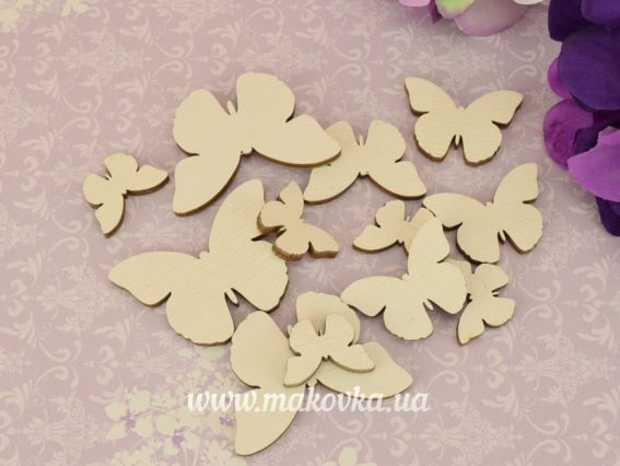 Набор Бабочки, микс размеров, 12 шт в уп, белые Набор Бабочки, микс размеров, 12 шт в уп, белые