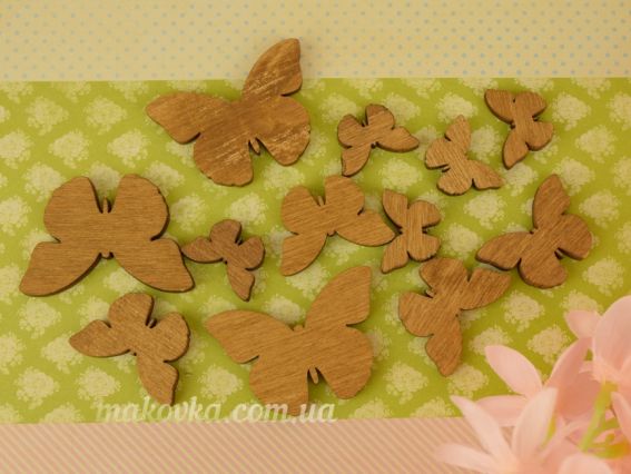 Набор Бабочки, микс размеров, 12 шт в уп, коричневые Набор Бабочки, микс размеров, 12 шт в уп, коричневые