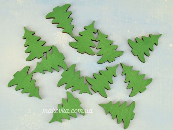Набор Елочки зеленые, 3х4см, 12шт, фанера Набор Елочки зеленые, 3х4см, 12шт, фанера