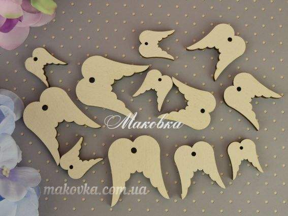 Набор Крылья белые ассорти, фанера, 12шт Набор Крылья белые ассорти, фанера, 12шт