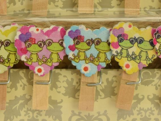 Набір міні-фігурок на прищіпці Серце з жабками та ін 35мм 10шт