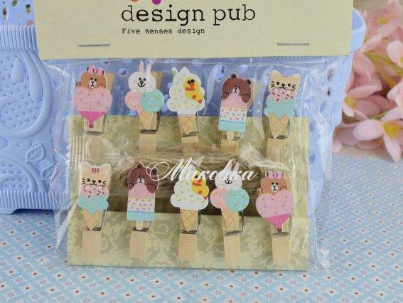 Прищепки с декором Зверушки и сладости, 10шт