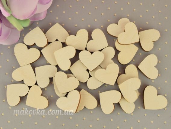 Набор Сердечки белые, 30шт, фанера Набор Сердечки белые, 30шт, фанера