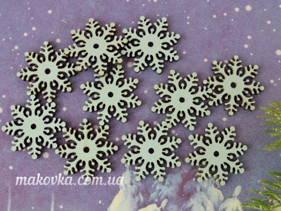 Набір Сніжинки блакитні, 10шт, фанера Набір Сніжинки блакитні, 10шт, фанера