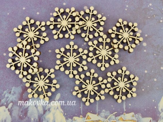 Набор Снежинки белые, 10шт, фанера Набор Снежинки белые, 10шт, фанера