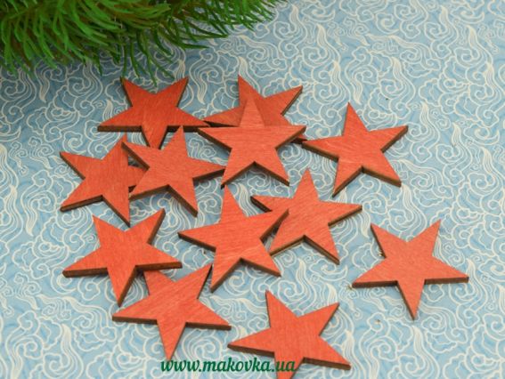 Набор Звездочки красные, размер 35 мм, 12 шт в уп, Набор Звездочки красные, размер 35 мм, 12 шт в уп,