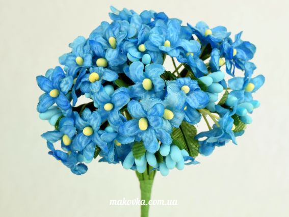 Букет НЕЗАБУДКИ с тычинками, 12 веток, тканевые, СИНИЕ Букет НЕЗАБУДКИ с тычинками, 12 веток, тканевые, СИНИЕ