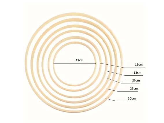 Набір основ, рамки для панно, бамбукові, діаметр 12, 15,18, 20, 26,30см борт 1см