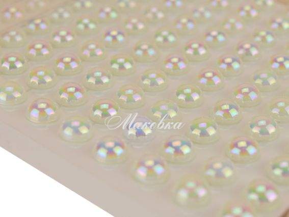 Полужемчужные камушки клеевые 8 мм, ПЕРЛАМУТРОВЫЕ белые, набор 240 шт Полужемчужные камушки клеевые 8 мм, ПЕРЛАМУТРОВЫЕ белые, набор 240 шт