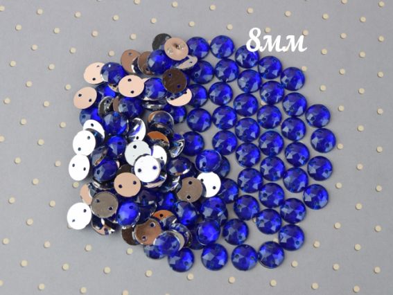 Камінці пришивні багатогранні 8 мм, круглі, електрик, 10г/уп Камінці пришивні багатогранні 8 мм, круглі, електрик, 10г/уп