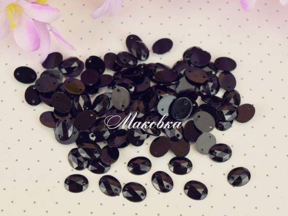 Камінці пришивні багатогранні овальні 8*10 мм, Чорні, 10г/уп Камінці пришивні багатогранні овальні 8*10 мм, Чорні, 10г/уп