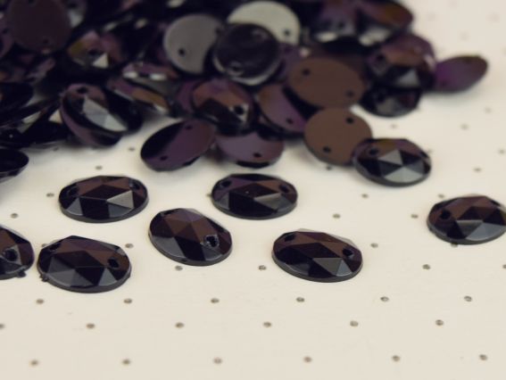 Камінці , що пришиваються 8 мм, овальні багатогранні , колір Чорний 10г/уп