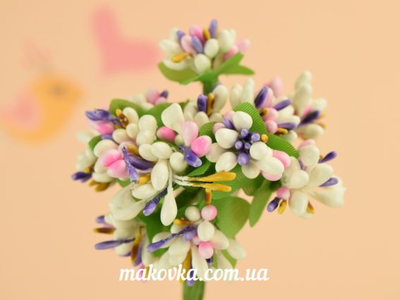 Букетик Разноцвет (из разных элементов), Меланж белый с розово-сиреневым Букетик Разноцвет (из разных элементов), Меланж белый с розово-сиреневым