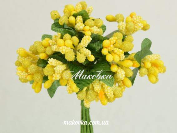 Букетик Різноквіт (з різних елементів), 12 шт/уп жовтий світлий