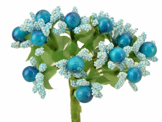 Букетик Різнобарвлення (з різних елементів) з ягідками, FL14 Бірюзовий №06 Букетик Різнобарвлення (з різних елементів) з ягідками, FL14 Бірюзовий №06