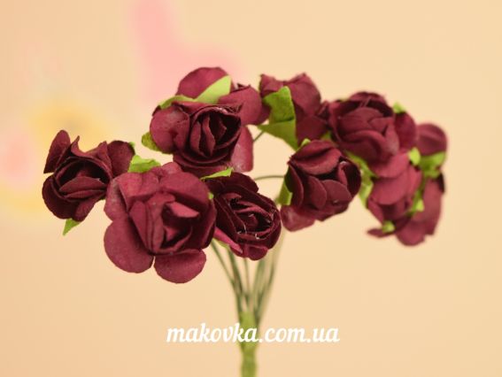 Набор Розочек, 15 мм, бордовые, 12 шт/уп Набор Розочек, 15 мм, бордовые, 12 шт/уп