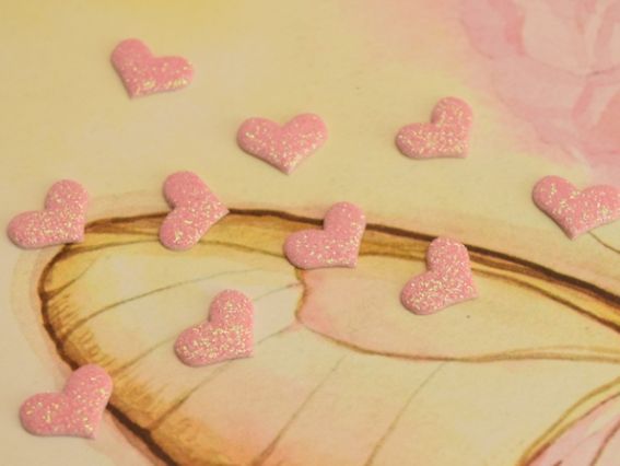 Сердечко тканевое в глитере 1,5х1 см РОЗОВОЕ, 10 шт  Сердечко тканевое в глитере 1,5х1 см РОЗОВОЕ, 10 шт 