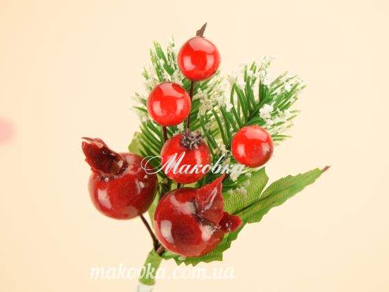 Веточка хвои в снегу, 2 шиповника и ягодки, LUK JQD-3106 Веточка хвои в снегу, 2 шиповника и ягодки, LUK JQD-3106